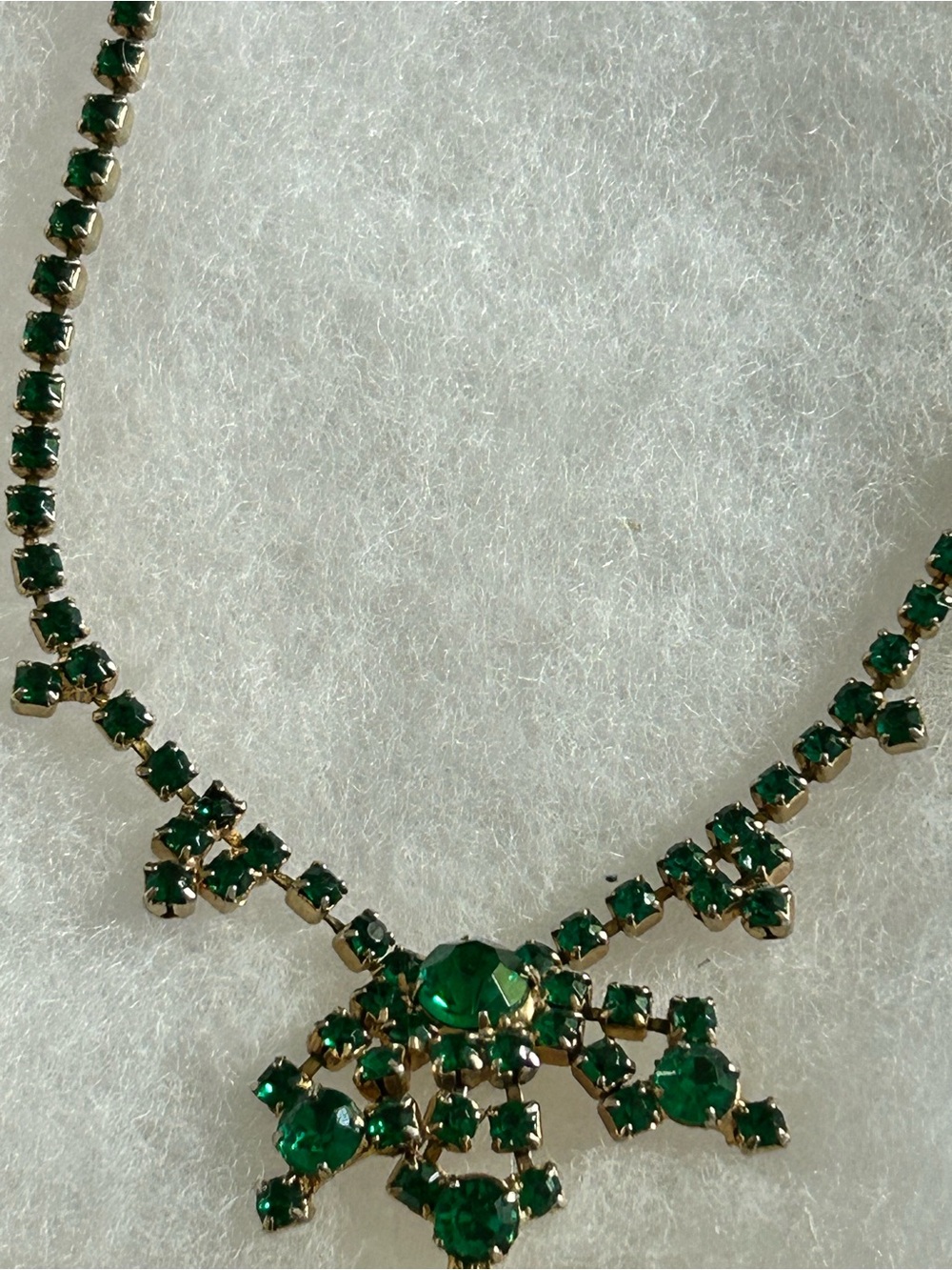 VTG 1960 Emerald Green Crystal Statement choker Necklace